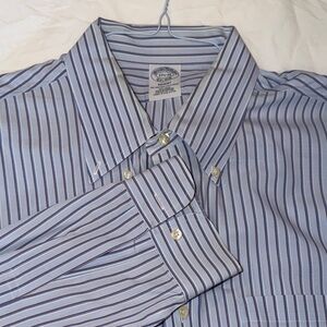 Brooks Brothers Men's Striped Dress Shirt in Blue and White